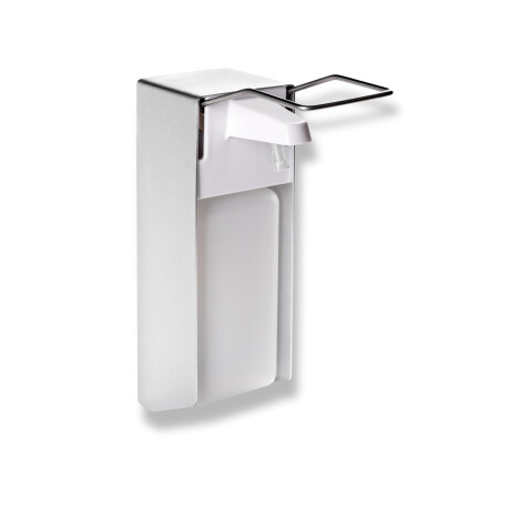 Dosatore per liquido disinfettante da 1,0 L con pulsante azionabile con il gomito / Alluminio opaco #1