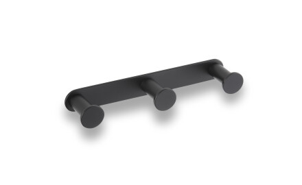 Barra larga - 3 ganci per asciugamani / nero opaco