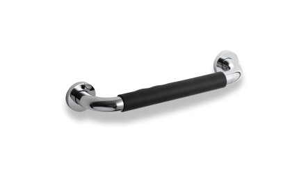 Maniglia da bagno Ø25 diritta 30 / rivestimento antiscivolo nero / cromata