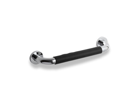 Maniglia da bagno Ø25 diritta 30 / rivestimento antiscivolo nero / cromata