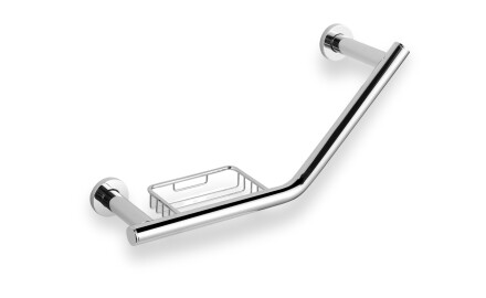 Maniglia da bagno angolare Ø25 con cestello / cromata