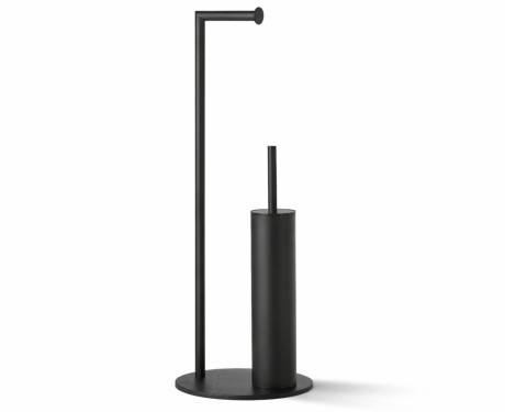 Portarotolo e portaspazzola da bagno / profilo e base circolari / nero opaco