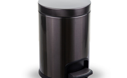 Cestino con pedale PREMIUM rotondo da 5 L, chiusura ammortizzata / grafite metallizzato