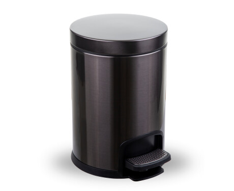Cestino con pedale PREMIUM rotondo da 5 L, chiusura ammortizzata / grafite metallizzato