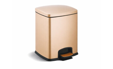 Cestino a pedale PREMIUM rettangolare da 5 L, chiusura ammortizzata / color champagne