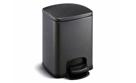Cestino con pedale PREMIUM rettangolare da 5 L, chiusura ammortizzata / nero opaco
