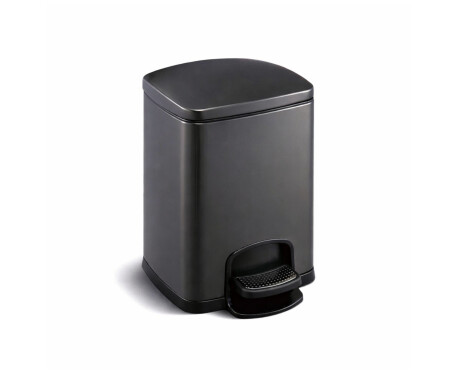 Cestino con pedale PREMIUM rettangolare da 5 L, chiusura ammortizzata / nero opaco