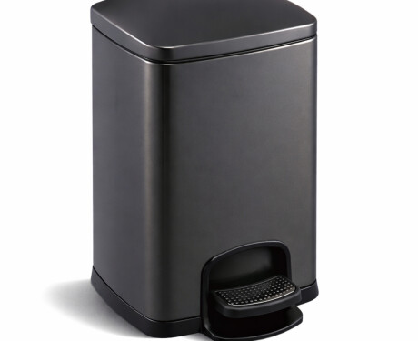 Cestino a pedale PREMIUM rettangolare da 20 L, chiusura ammortizzata / nero opaco