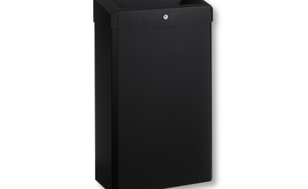 Cestino per rifiuti da 30 L con coperchio aperto, serie R1 / acciaio inossidabile nero opaco