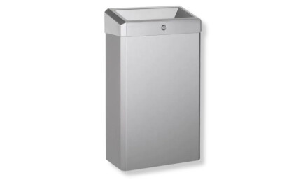 Cestino per rifiuti da 30 L con coperchio aperto, serie R1 / acciaio inossidabile spazzolato