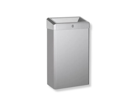 Cestino per rifiuti da 30 L con coperchio aperto, serie R1 / acciaio inossidabile spazzolato