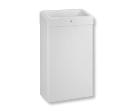 Cestino per rifiuti da 30 L con coperchio aperto, serie R1 / acciaio inossidabile bianco opaco