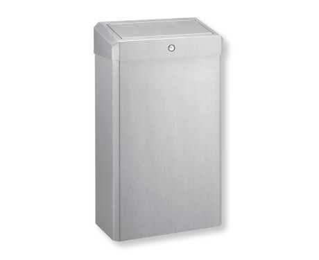 Cestino per rifiuti da 30 L con coperchio ribaltabile, serie R1 / acciaio inossidabile spazzolato