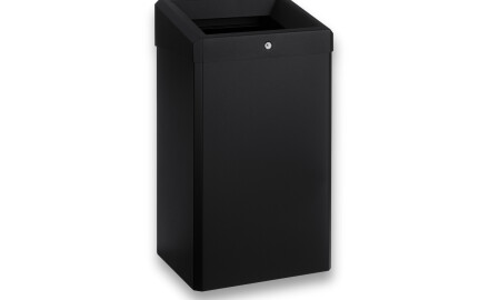 Cestino per rifiuti da 49 L con coperchio aperto, serie R1 / acciaio inossidabile nero opaco