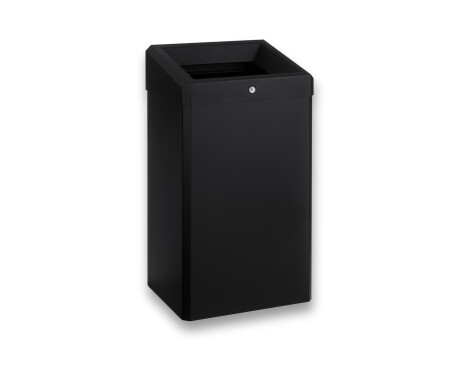 Cestino per rifiuti da 49 L con coperchio aperto, serie R1 / acciaio inossidabile nero opaco
