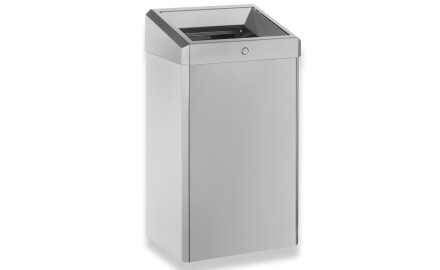 Cestino per rifiuti da 49 L con coperchio aperto, serie R1 / acciaio inossidabile spazzolato