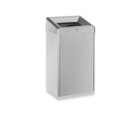 Cestino per rifiuti da 49 L con coperchio aperto, serie R1 / acciaio inossidabile spazzolato