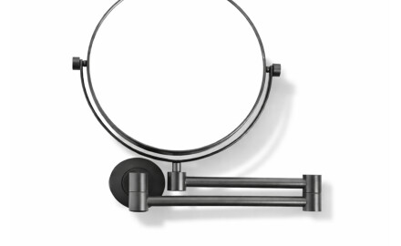 Specchio cosmetico  diritto / ingrandimento 3x, rotondo, ribaltabile, doppio braccio mobile / nero opaco