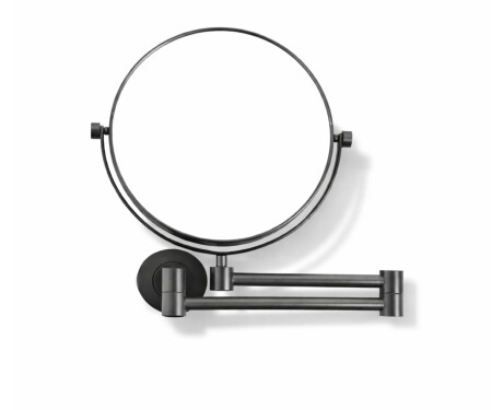 Specchio cosmetico  diritto / ingrandimento 3x, rotondo, ribaltabile, doppio braccio mobile / nero opaco
