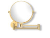Specchio da trucco  diritto / ingrandimento 3x, rotondo, ribaltabile, doppio braccio mobile / finitura dorata lucida