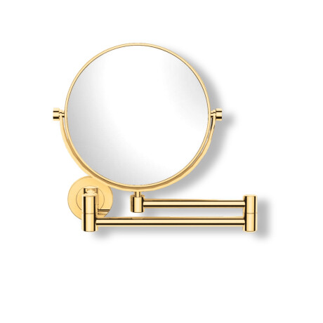 Specchio da trucco  diritto / ingrandimento 3x, rotondo, ribaltabile, doppio braccio mobile / finitura dorata lucida #1