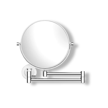 Specchio da trucco  diritto / ingrandimento 3x, rotondo, ribaltabile, doppio braccio mobile / cromato #1