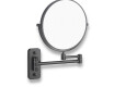 Specchio cosmetico  diritto / ingrandimento 3x, rotondo, ribaltabile, doppio braccio mobile / nero opaco