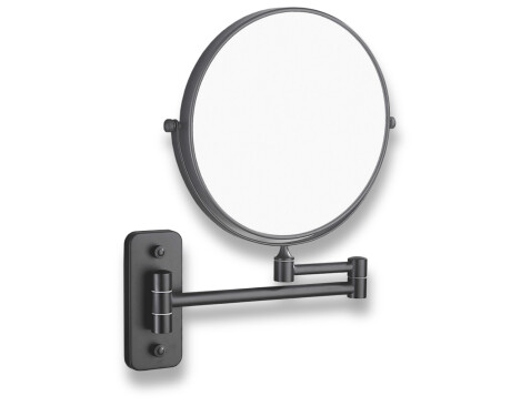 Specchio cosmetico  diritto / ingrandimento 3x, rotondo, ribaltabile, doppio braccio mobile / nero opaco