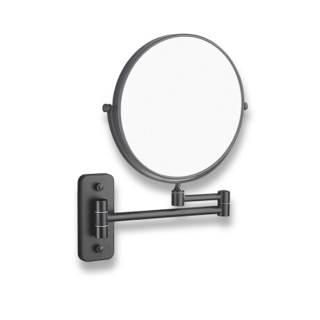 Specchio cosmetico  diritto / ingrandimento 3x, rotondo, ribaltabile, doppio braccio mobile / nero opaco #1
