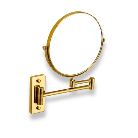 Specchio da trucco  diritto / ingrandimento 3x, rotondo, ribaltabile, doppio braccio mobile / finitura dorata lucida #1