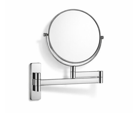 Specchio da trucco  diritto / ingrandimento 3x, rotondo, ribaltabile, doppio braccio mobile / cromato