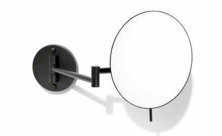 Specchio cosmetico con ingrandimento 3x, rotondo, ribaltabile, con doppio braccio orientabile / nero opaco