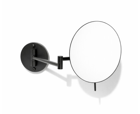 Specchio cosmetico con ingrandimento 3x, rotondo, ribaltabile, con doppio braccio orientabile / nero opaco