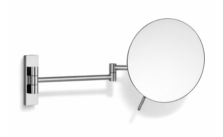 Specchio cosmetico con ingrandimento 3x, rotondo, ribaltabile, con doppio braccio orientabile / cromato