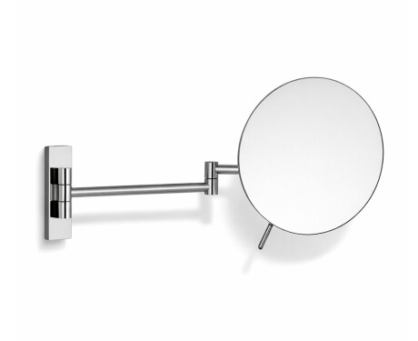 Specchio cosmetico con ingrandimento 3x, rotondo, ribaltabile, con doppio braccio orientabile / cromato