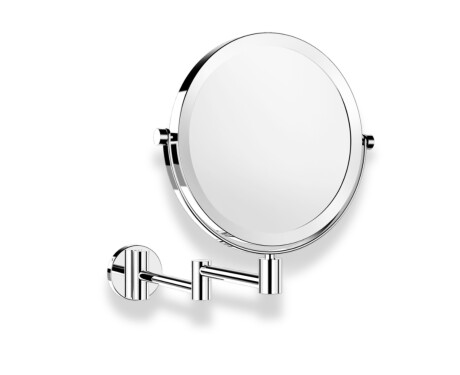 Specchio da trucco  diritto / ingrandimento 3x, rotondo, ribaltabile, doppio braccio mobile / cromato