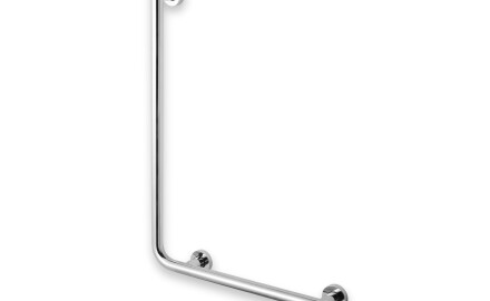 Corraio di sostegno per persone con disabilità Ø32 STANDARD tipo L, 55 x 77 destro / acciaio inossidabile lucido