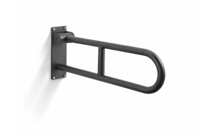 Corraio di sostegno per persone con disabilità Ø32, ad arco e ribaltabile, modello STANDARD - 60 cm / acciaio inossidabile, nero opaco