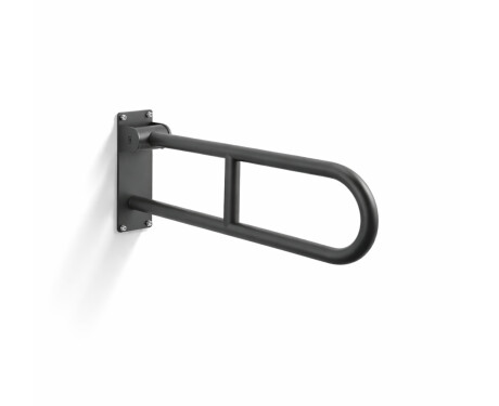 Corraio di sostegno per persone con disabilità Ø32, ad arco e ribaltabile, modello STANDARD - 60 cm / acciaio inossidabile, nero opaco