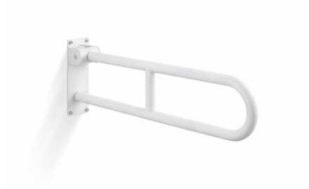 Corraio di sostegno per persone con disabilità Ø32, ad arco e ribaltabile, modello STANDARD - 70 cm / acciaio inossidabile, bianco opaco