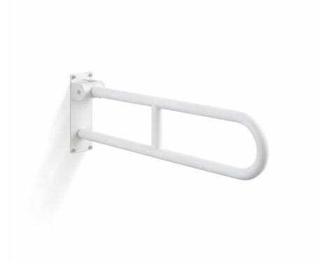 Corraio di sostegno per persone con disabilità Ø32, ad arco e ribaltabile, modello STANDARD - 70 cm / acciaio inossidabile, bianco opaco