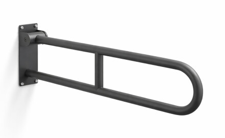 Maniglione di sostegno per persone con disabilità, Ø32, ad arco, ribaltabile, modello STANDARD - 80 cm / acciaio inossidabile, nero opaco