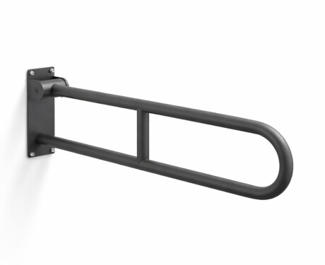 Maniglione di sostegno per persone con disabilità, Ø32, ad arco, ribaltabile, modello STANDARD - 80 cm / acciaio inossidabile, nero opaco