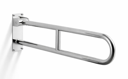 Corraio di sostegno per persone con disabilità Ø32, ad arco e ribaltabile, modello STANDARD - 80 cm / acciaio inossidabile lucido