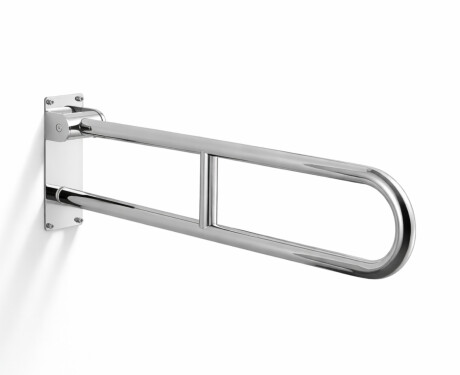 Corraio di sostegno per persone con disabilità Ø32, ad arco e ribaltabile, modello STANDARD - 80 cm / acciaio inossidabile lucido