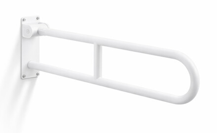 Maniglione di sostegno per persone con disabilità Ø32, ad arco, ribaltabile, modello STANDARD - 80 cm / acciaio inossidabile, bianco opaco