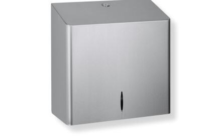 Distributore per asciugamani di carta piegati a V (dimensioni massime del carico di carta: 25,5x11,5x24 cm) serie R10 / acciaio spazzolato