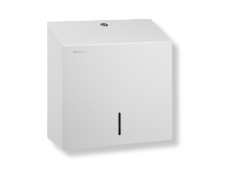 Distributore per asciugamani di carta piegati a V (dimensioni massime del carico di carta: 25x11,5x24 cm) serie R1 / acciaio inossidabile bianco opaco