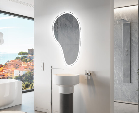 Specchio da bagno LED di forma irregolare S222