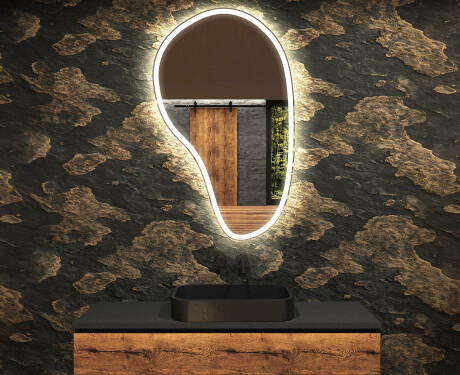 Specchio da bagno LED di forma irregolare S222